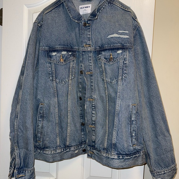 Old Navy Distressed Blue Denim Jacket - Picture 1 of 1